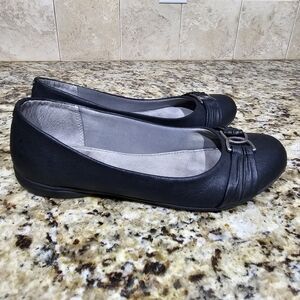 Life Stride Black Flats with Silver Accent